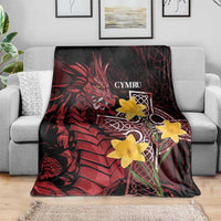 Wales Cymru Am Byth Blanket Welsh Dragon with Celtic Cross - Wonder Print Shop