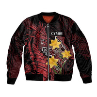 Wales Cymru Am Byth Bomber Jacket Welsh Dragon with Celtic Cross - Wonder Print Shop