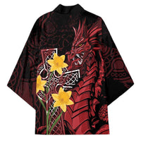 Wales Cymru Am Byth Kimono Welsh Dragon with Celtic Cross - Wonder Print Shop