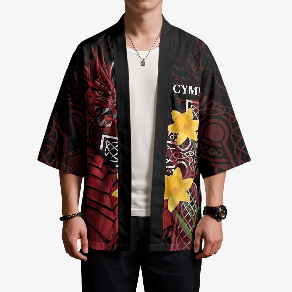 Wales Cymru Am Byth Kimono Welsh Dragon with Celtic Cross - Wonder Print Shop