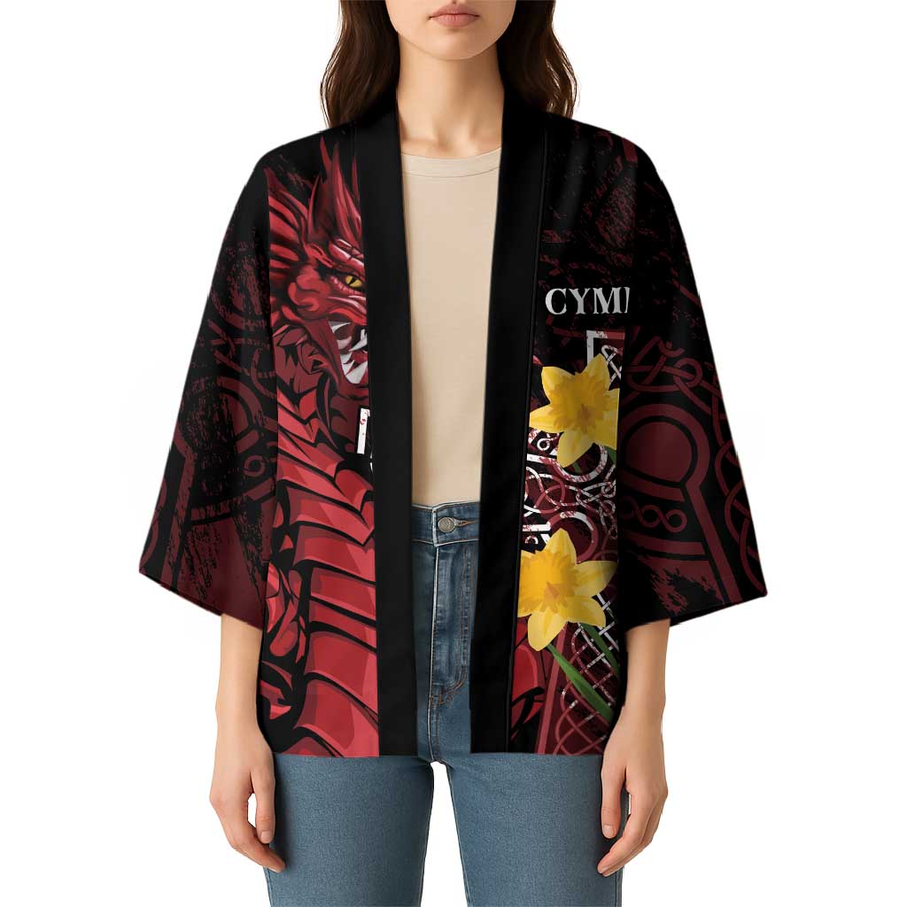 Wales Cymru Am Byth Kimono Welsh Dragon with Celtic Cross - Wonder Print Shop