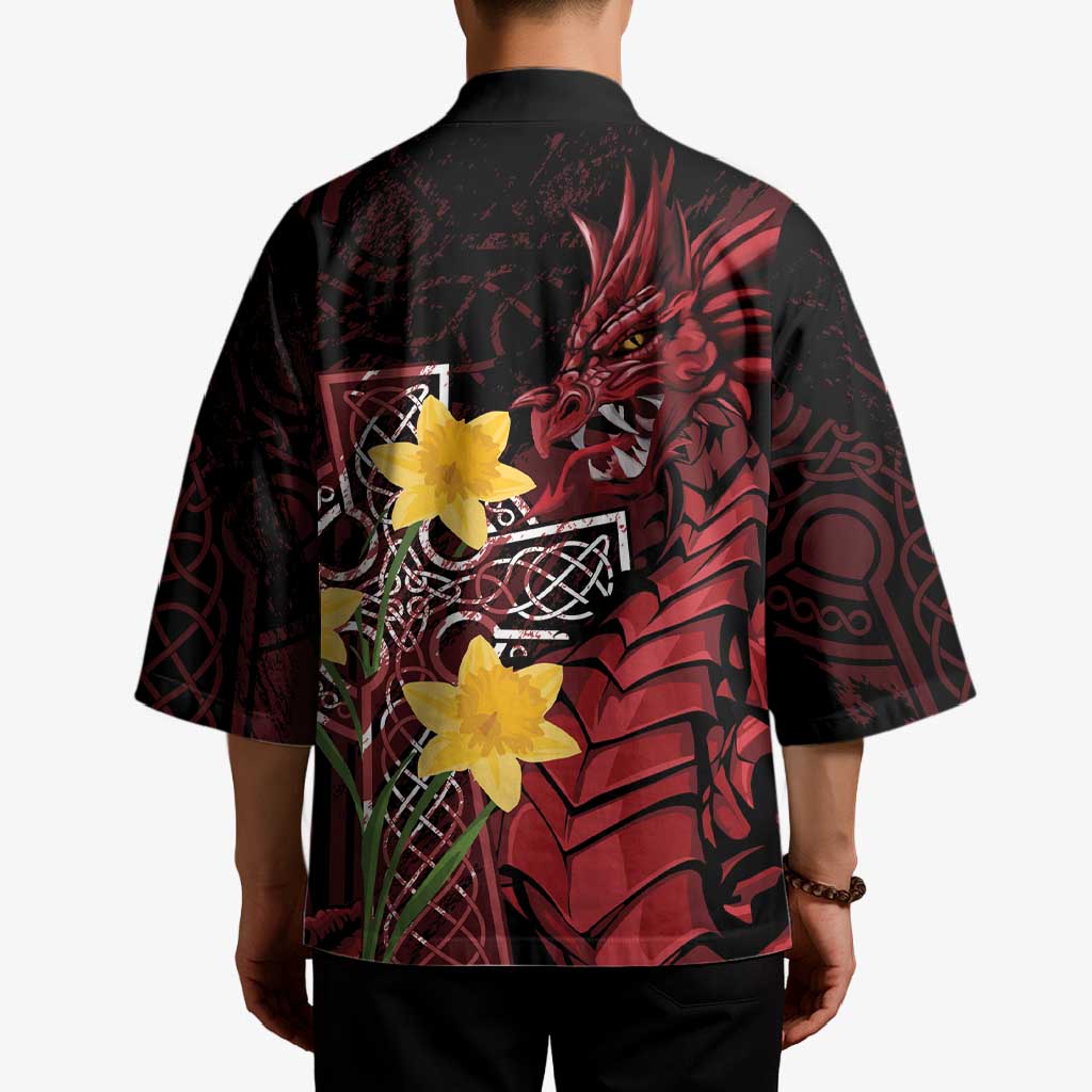Wales Cymru Am Byth Kimono Welsh Dragon with Celtic Cross - Wonder Print Shop