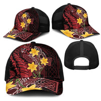 Wales Cymru Am Byth Mesh Trucker Cap Welsh Dragon with Celtic Cross - Wonder Print Shop