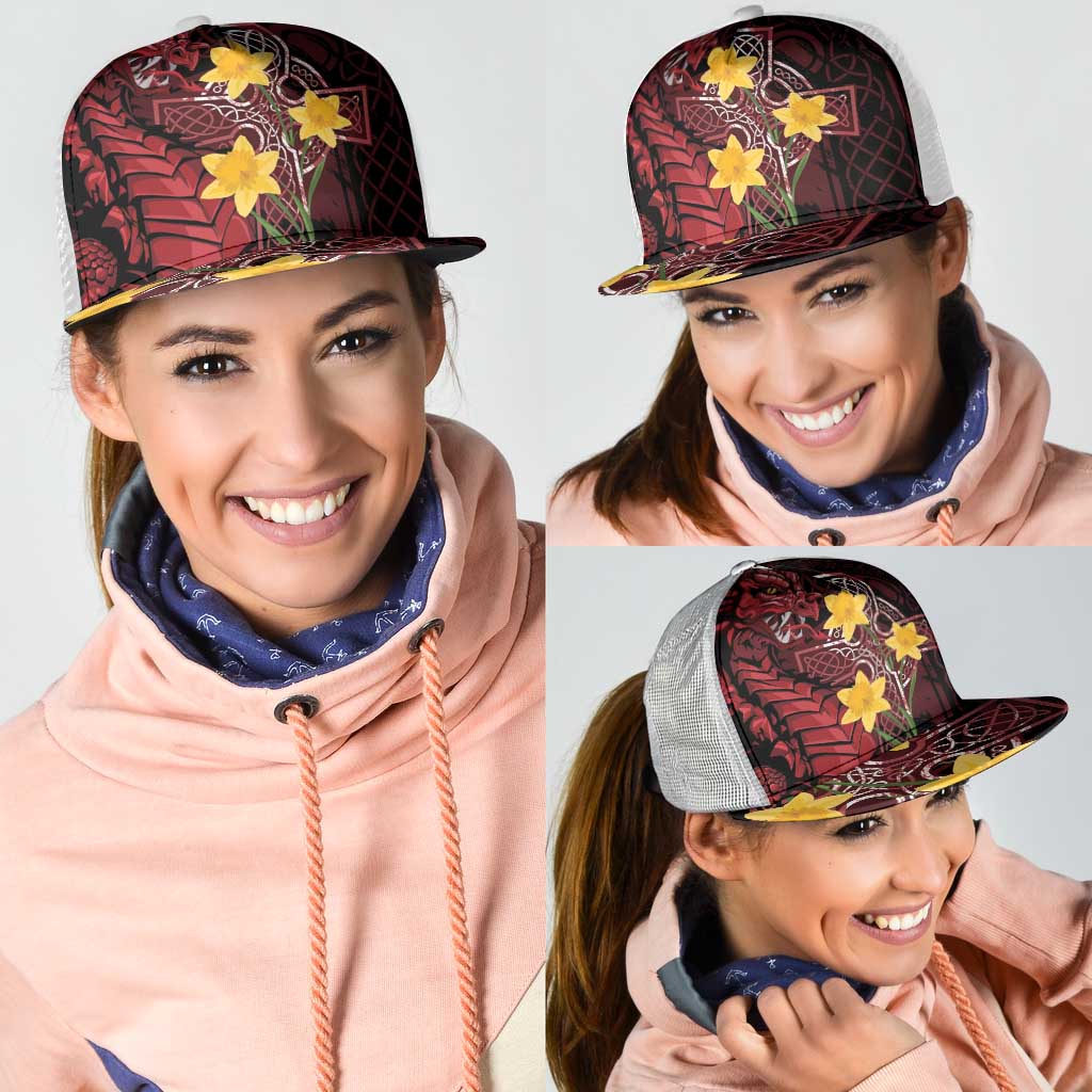 Wales Cymru Am Byth Mesh Trucker Cap Welsh Dragon with Celtic Cross - Wonder Print Shop