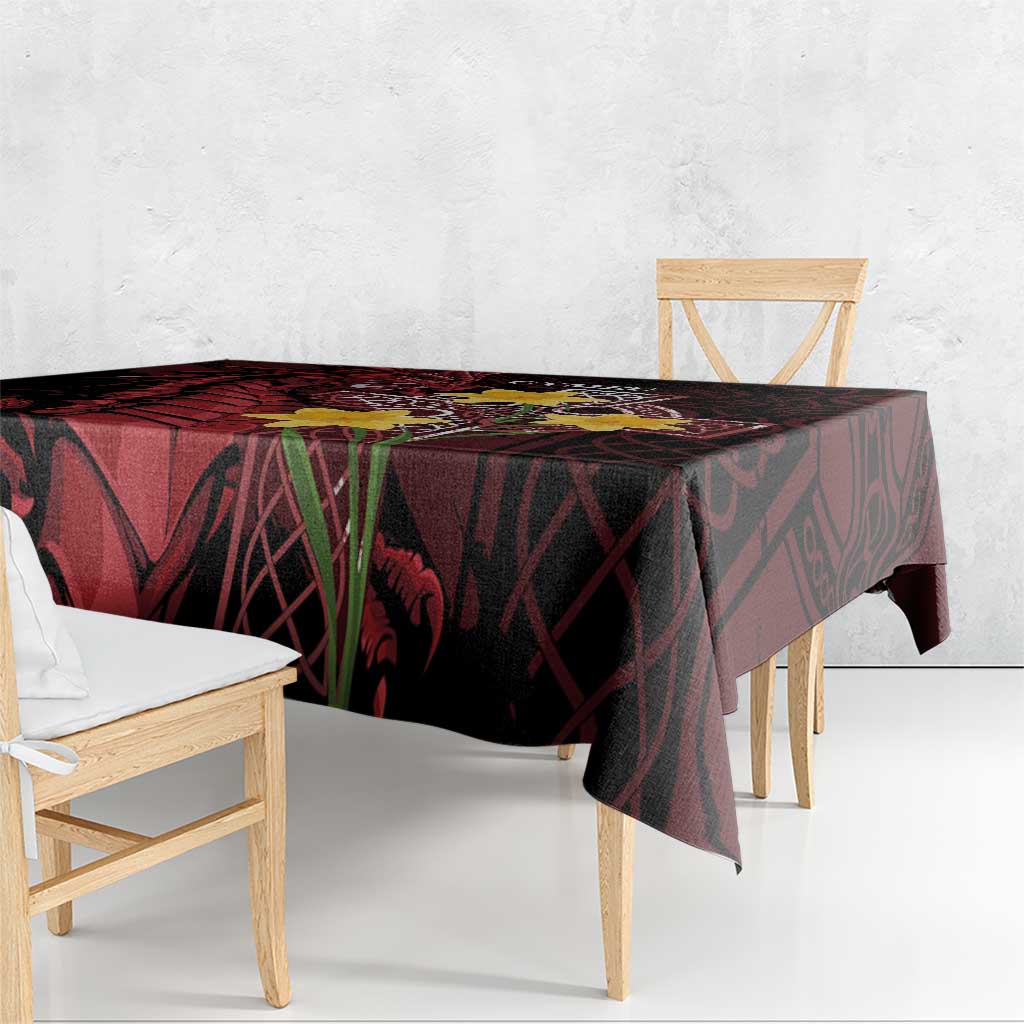 Wales Cymru Am Byth Tablecloth Welsh Dragon with Celtic Cross - Wonder Print Shop