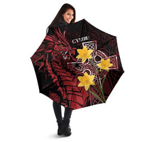 Wales Cymru Am Byth Umbrella Welsh Dragon with Celtic Cross - Wonder Print Shop