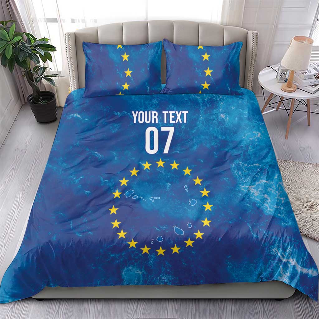 Cape Verde Tubaroes Azuis Custom Bedding Set Break The Waves - Wonder Print Shop