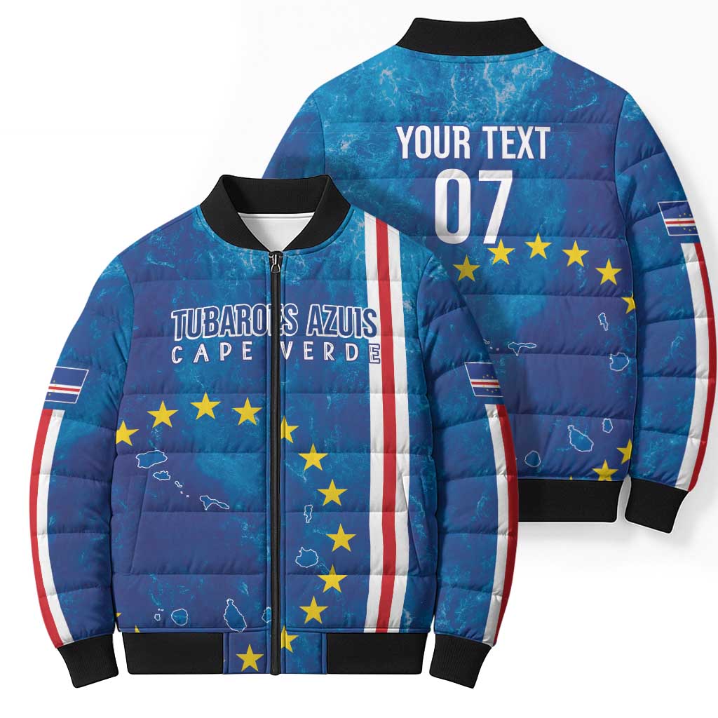 Cape Verde Tubaroes Azuis Custom Bomber Puffer Jacket Break The Waves - Wonder Print Shop