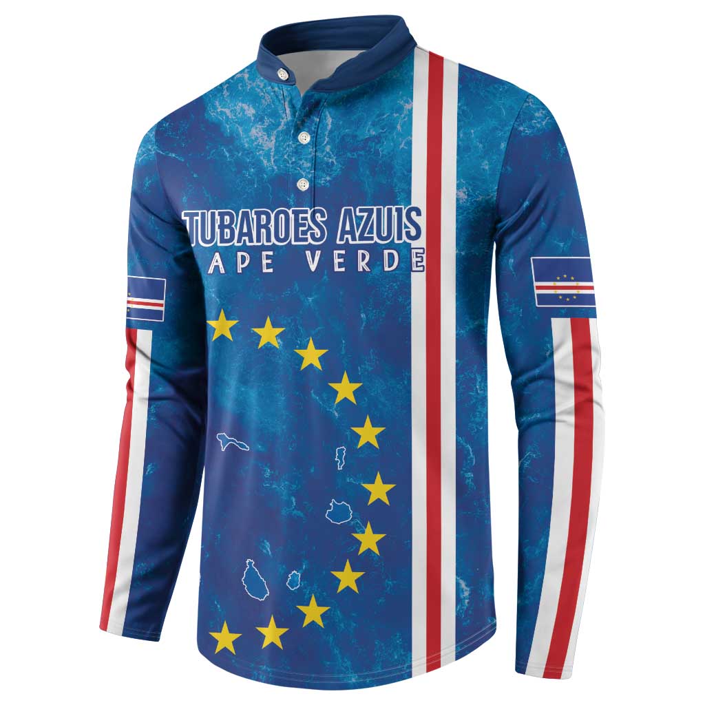 Cape Verde Tubaroes Azuis Custom Button Sweatshirt Break The Waves - Wonder Print Shop