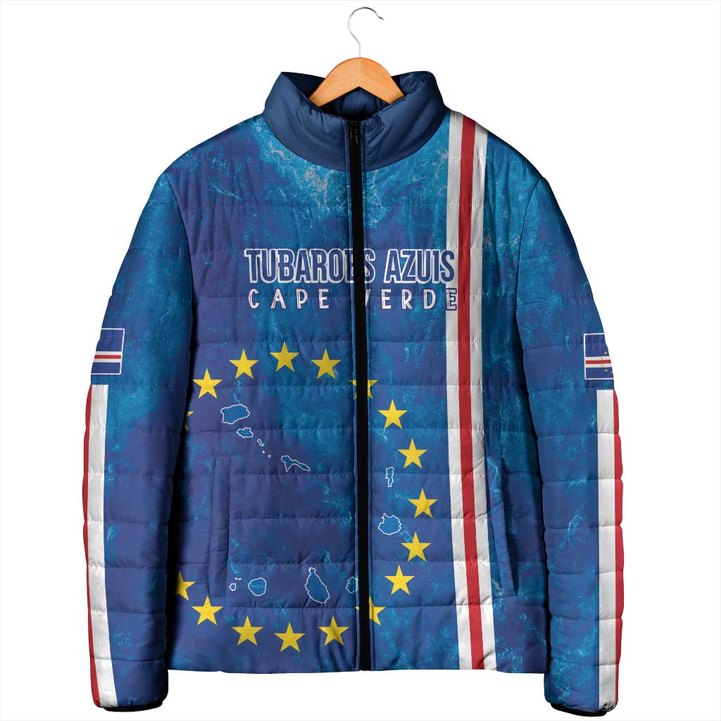Cape Verde Tubaroes Azuis Custom Padded Jacket Break The Waves - Wonder Print Shop