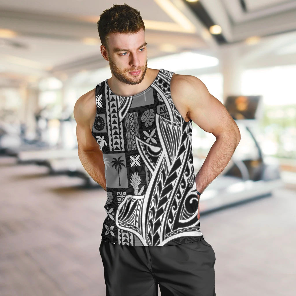 Samoa Tapa Men Tank Top Siapo Mix Tatau Patterns - Black - Wonder Print Shop