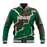 Morocco Football Custom Baseball Jacket Grunge Motifs