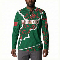 Morocco Football Custom Button Sweatshirt Grunge Motifs