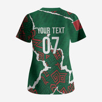 Morocco Football Custom Scrub Top Grunge Motifs