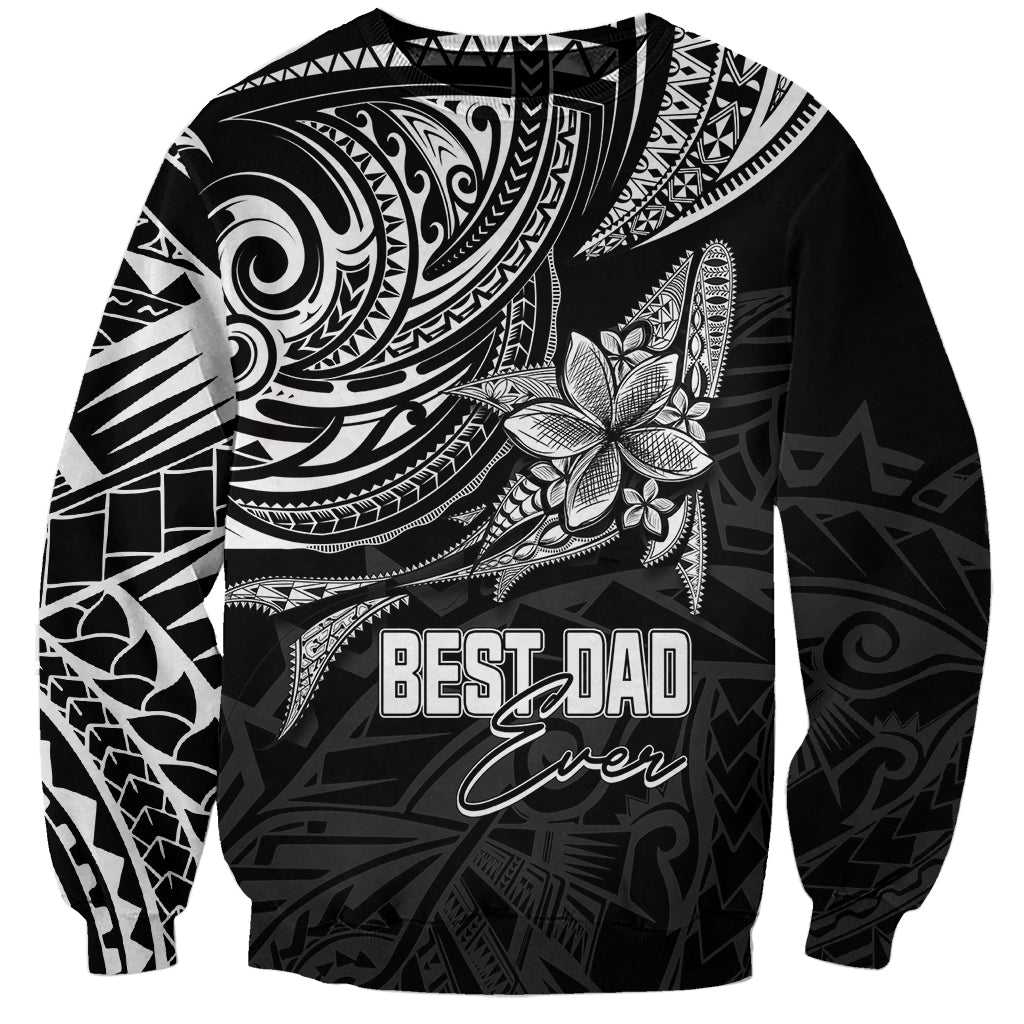 Black unisex Polynesian sweatshirt with flower and 'BEST DAD' text
