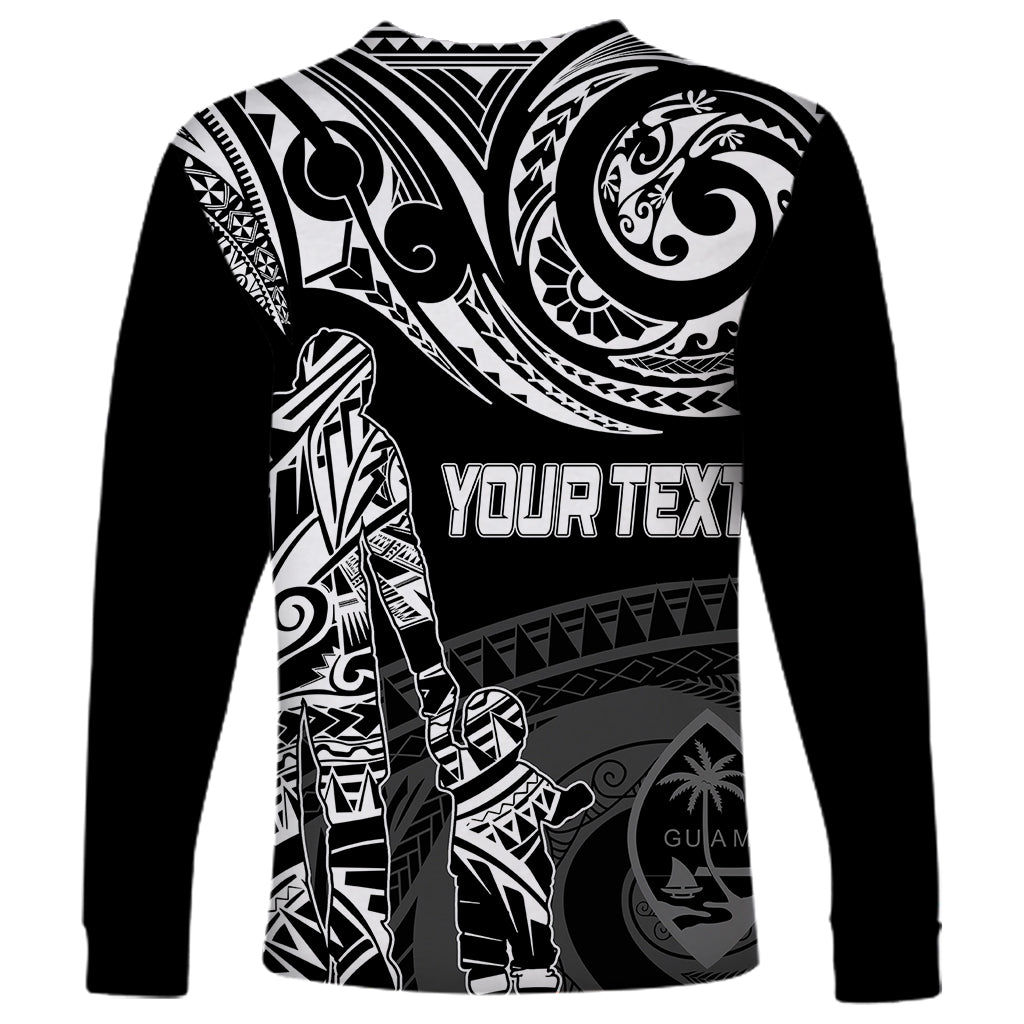 Black long-sleeve T-shirt with tribal print and “YOUR TEXT” center graphic