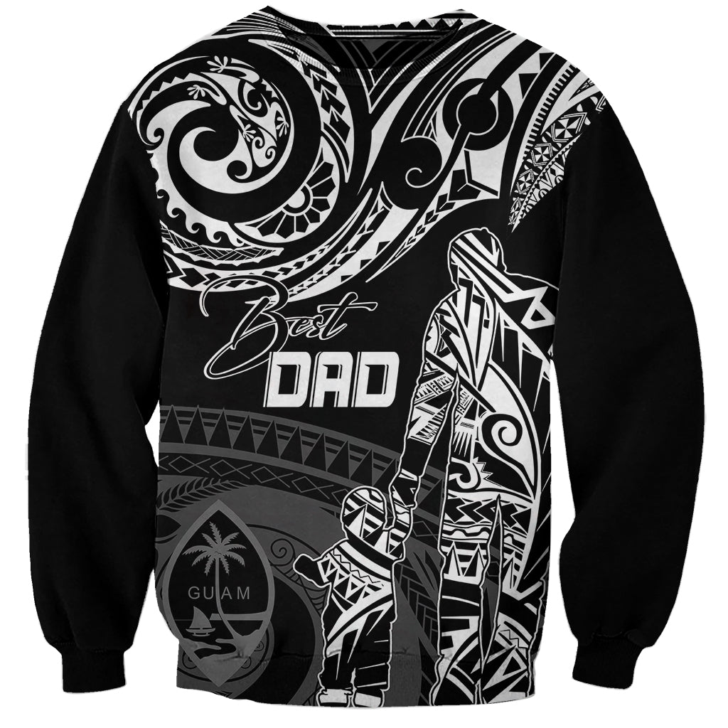 Black crewneck sweatshirt with white tribal dad graphic and character print
