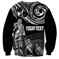 Black crewneck sweatshirt with Polynesian tribal graphic and 'Your Text' placeholder