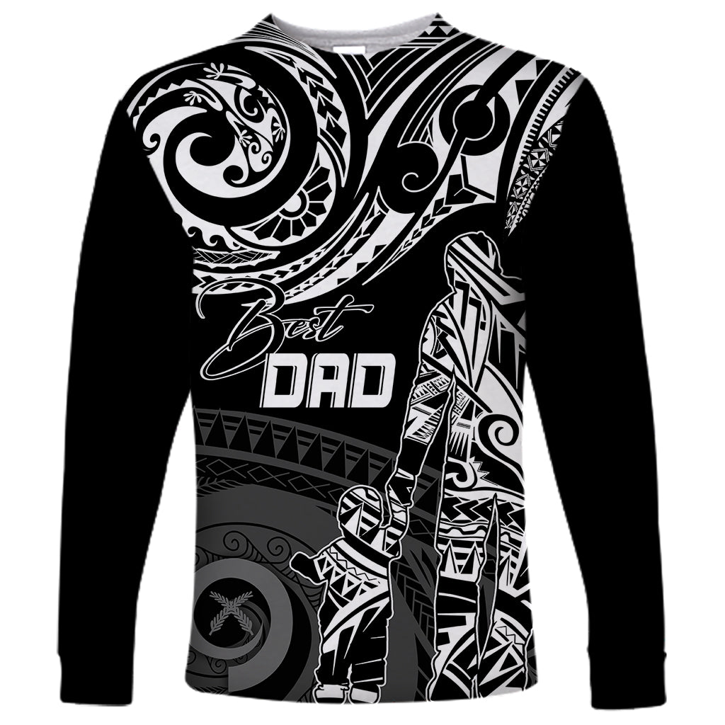 Personalised Father's Day Vanuatu Long Sleeve Shirt Polynesian Dad & Kid - Wonder Print Shop