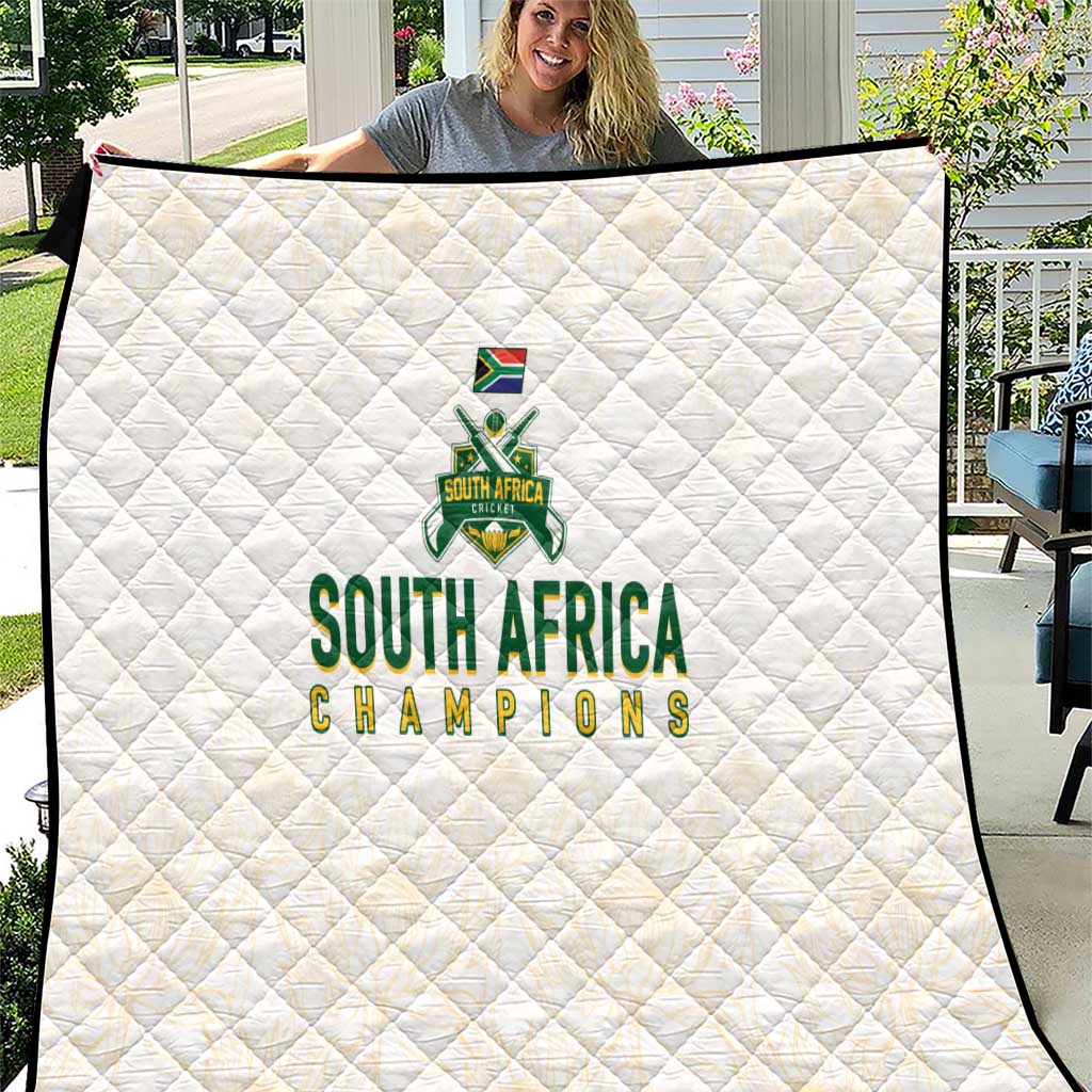 South Africa Cricket Champion Quilt Gold Proteas - All White - Wonder Print Shop