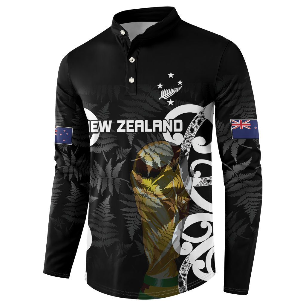 New Zealand WC2026 Custom Black Button Sweatshirt Silver Fern