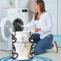 New Zealand WC2026 White Laundry Basket Silver Fern