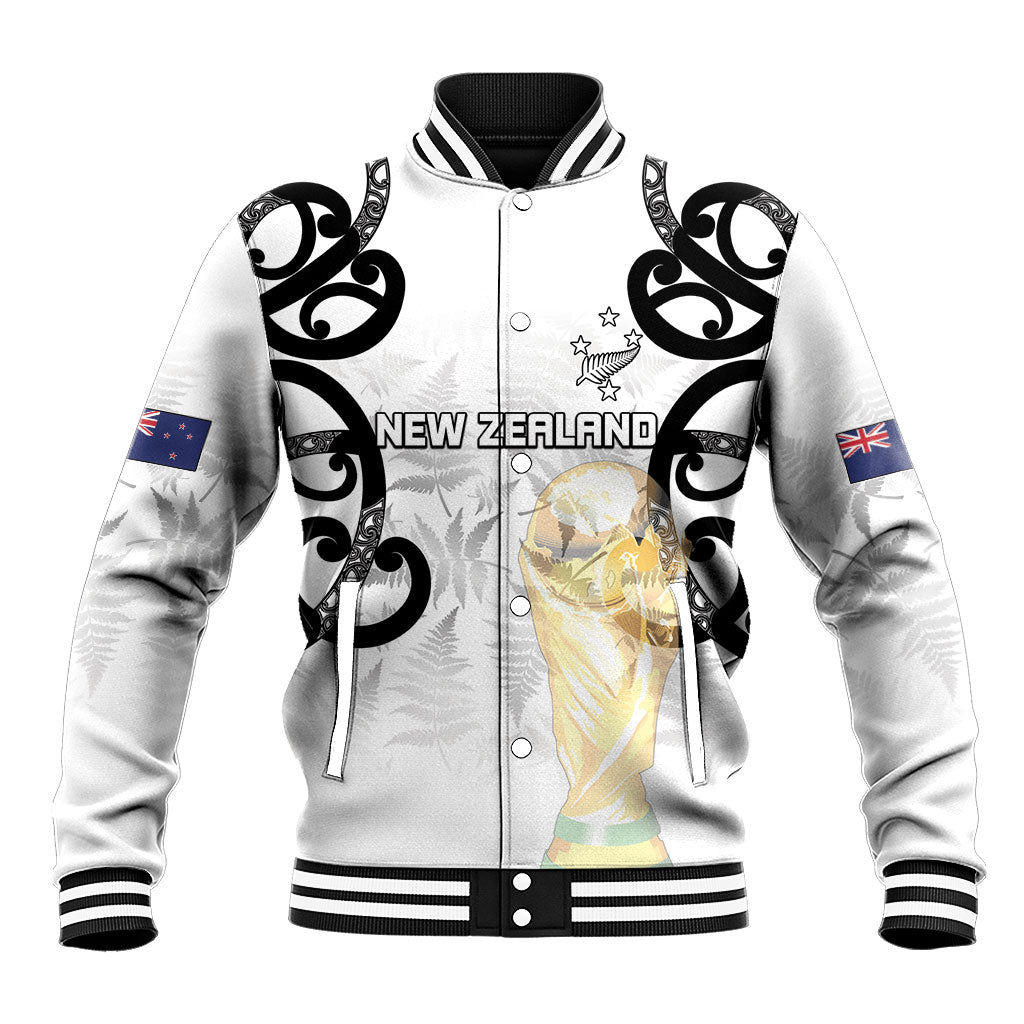 New Zealand WC2026 Custom White Baseball Jacket Silver Fern