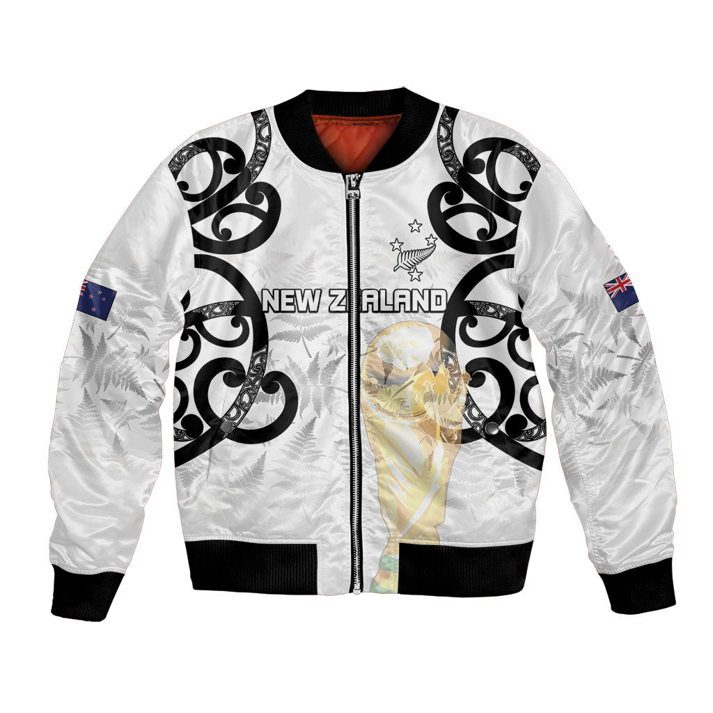 New Zealand WC2026 Custom White Bomber Jacket Silver Fern