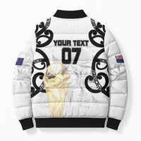 New Zealand WC2026 Custom White Bomber Puffer Jacket Silver Fern
