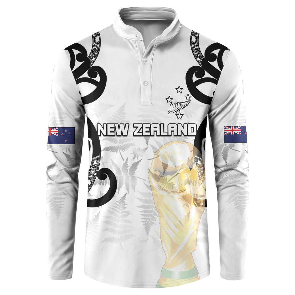 New Zealand WC2026 Custom White Button Sweatshirt Silver Fern