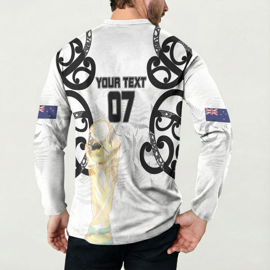 New Zealand WC2026 Custom White Button Sweatshirt Silver Fern