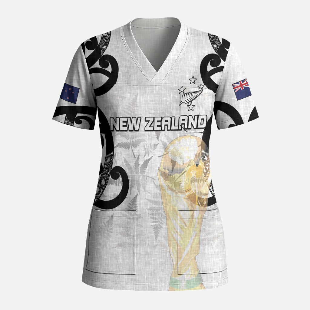 New Zealand WC2026 Custom White Scrub Top Silver Fern