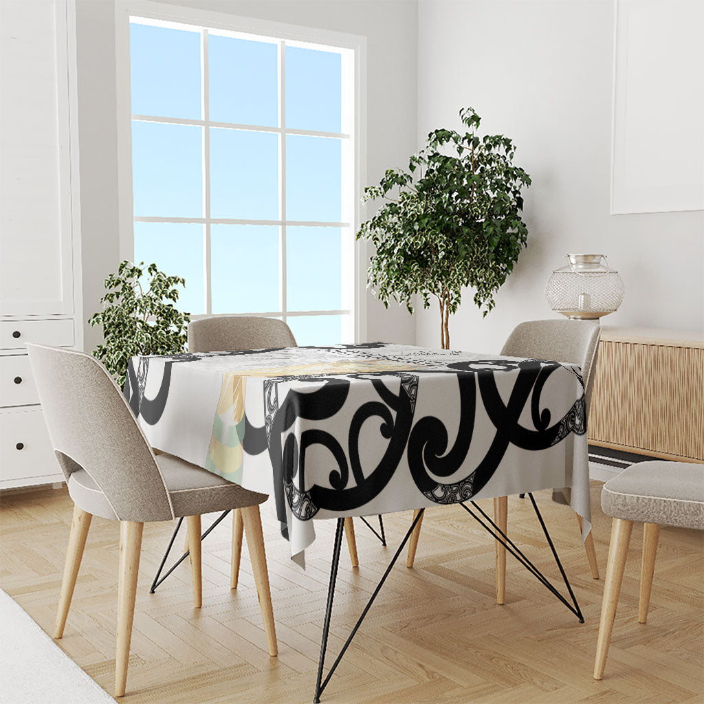 New Zealand WC2026 White Tablecloth Silver Fern