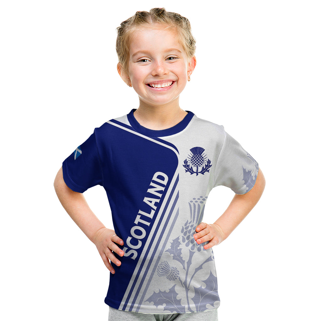 Personalised Scotland Rugby Kid T Shirt 2023 World Cup The Thistle - Wonder Print Shop