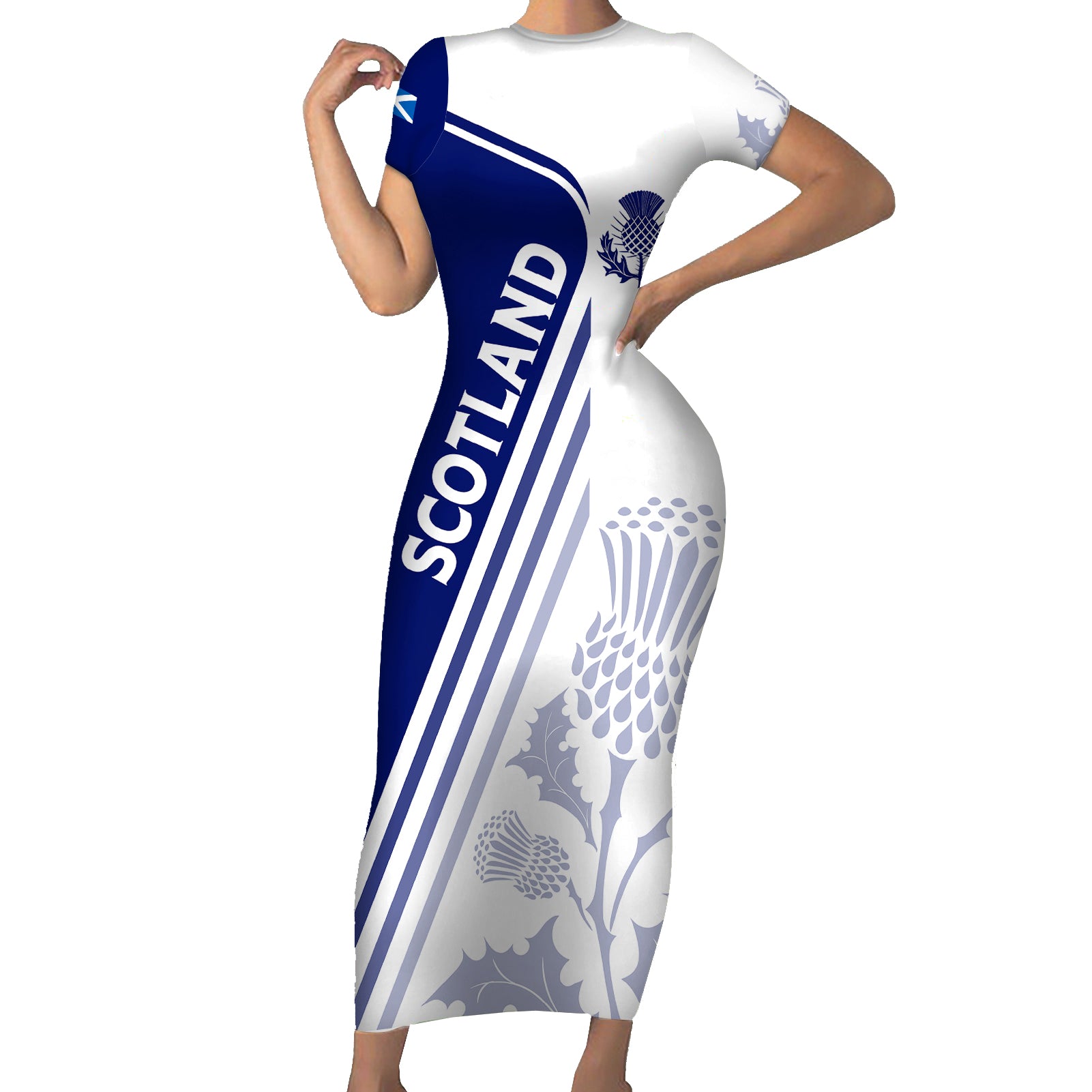 personalised-scotland-rugby-short-sleeve-bodycon-dress-2023-world-cup-the-thistle