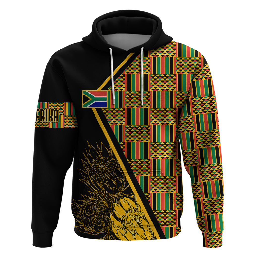 Personalised South African Heritage Day Hoodie Kente Ethnic Patterns Mix Protea - Wonder Print Shop