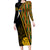 Personalised South African Heritage Day Long Sleeve Bodycon Dress Kente Ethnic Patterns Mix Protea - Wonder Print Shop