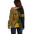 Personalised South African Heritage Day Off Shoulder Sweater Kente Ethnic Patterns Mix Protea - Wonder Print Shop