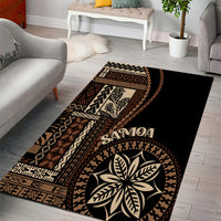 Black siapo motif rug featuring central flower medallion and long patterned runner band