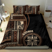 Black duvet cover bedding set with brown siapo stripe panels and round leaf medallion