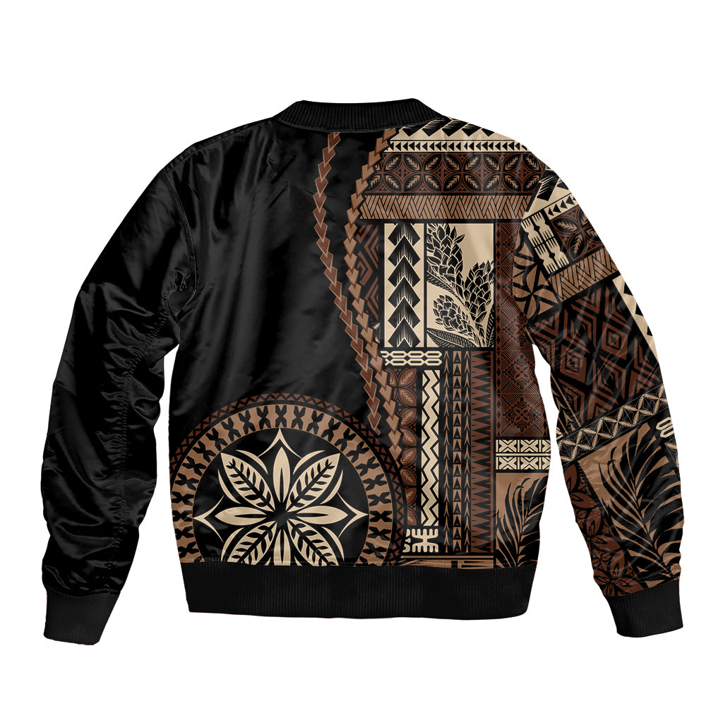Black bomber jacket with large floral motif panel and ribbed cuffs