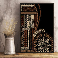 Framed black canvas wall art with ornate tapa doorway panel and leaf medallion