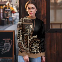 Black ugly Christmas sweater with Samoa siapo panel print and ribbed knit collar