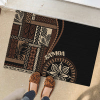 Black rubber doormat with Polynesian siapo design, Samoa lettering, and leaf emblem