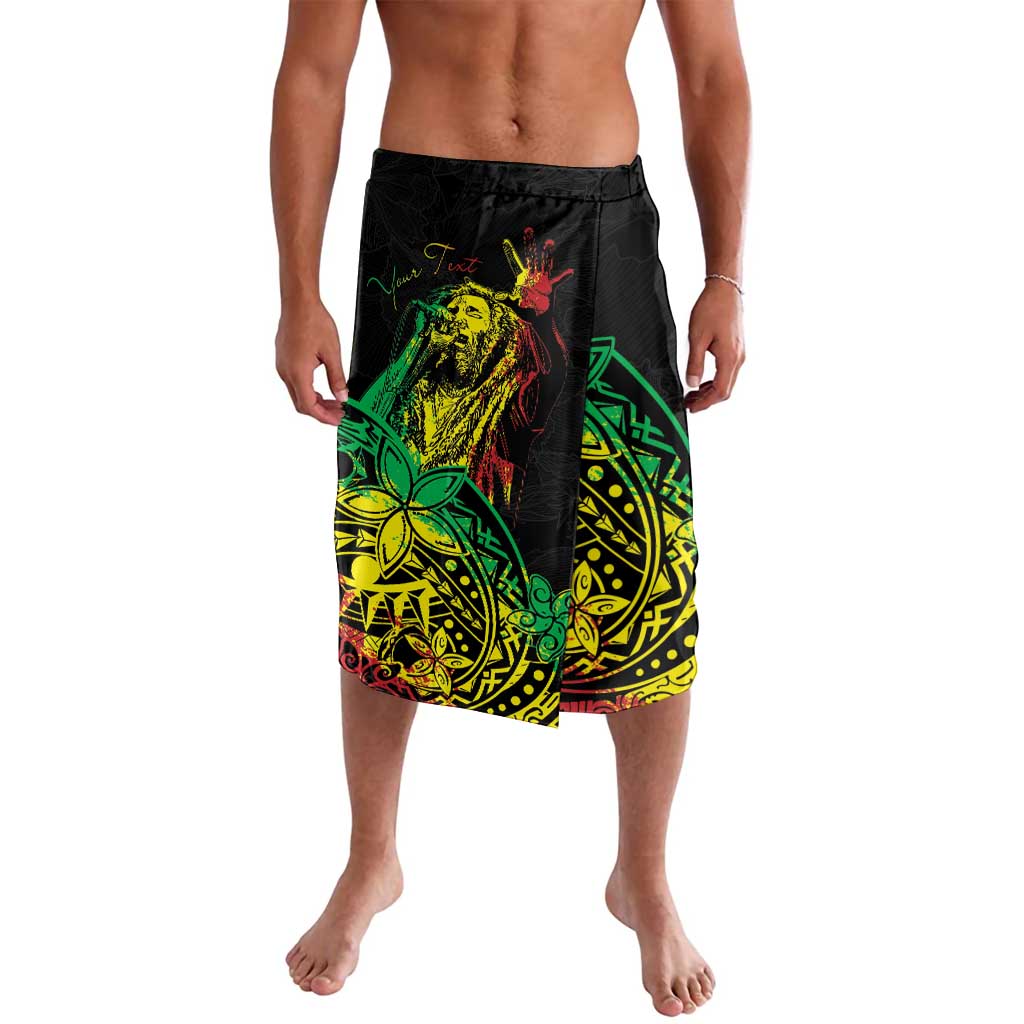 Men's black board shorts with vibrant reggae-inspired tropical print, elastic waistband