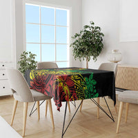 Reggae printed tablecloth in black with red and green Polynesian motif design