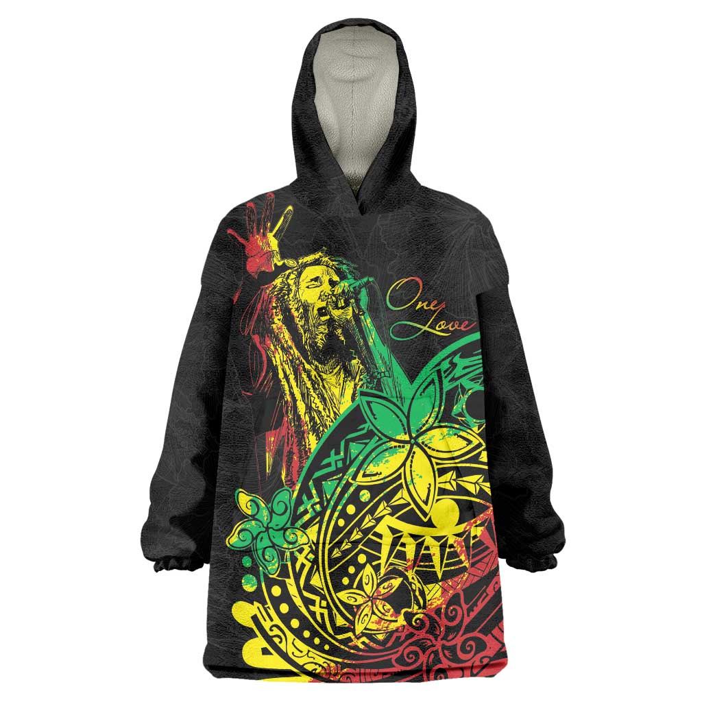 Personalised Reggae Jawaiian Festive Wearable Blanket Hoodie Mix Polynesian - Wonder Print Shop