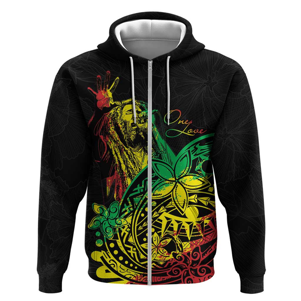 Personalised Reggae Jawaiian Festive Zip Hoodie Mix Polynesian - Wonder Print Shop