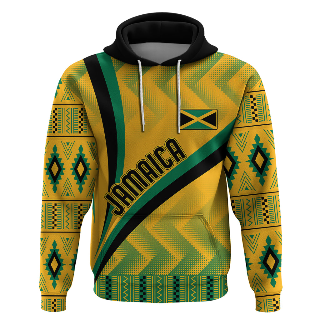 Personalised Jamaica Hoodie Kente Pattern Basic - Yellow - Wonder Print Shop