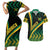 Personalised Jamaica Couples Matching Short Sleeve Bodycon Dress and Hawaiian Shirt Kente Pattern Basic - Black LT7 - Wonder Print Shop